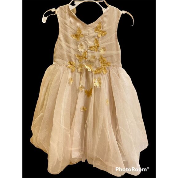 Monsoon glitter butterfly and 3D flowers Hanky hem tulle dress Ivory - Picture 1 of 7